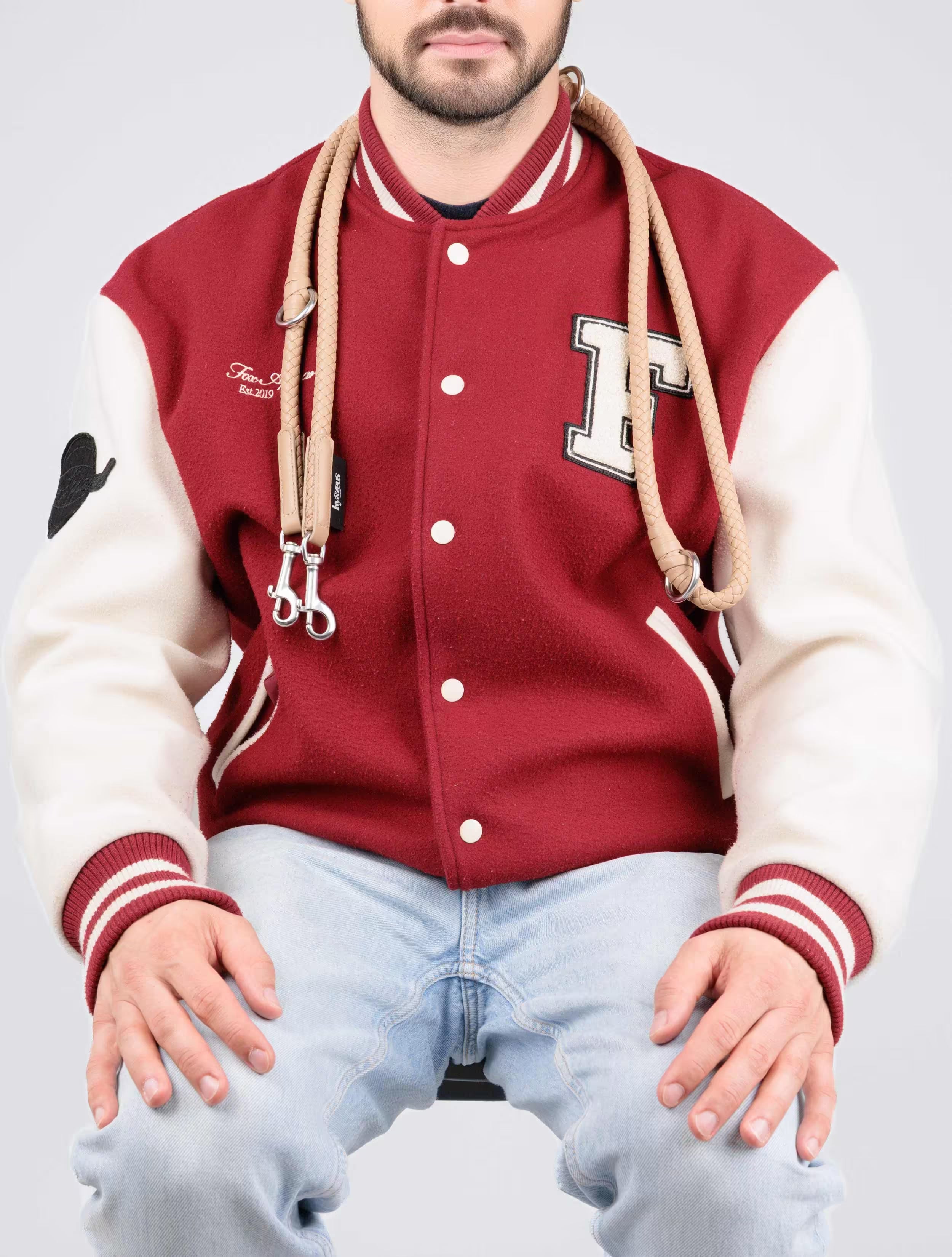 Safari - braided dog leash in beige