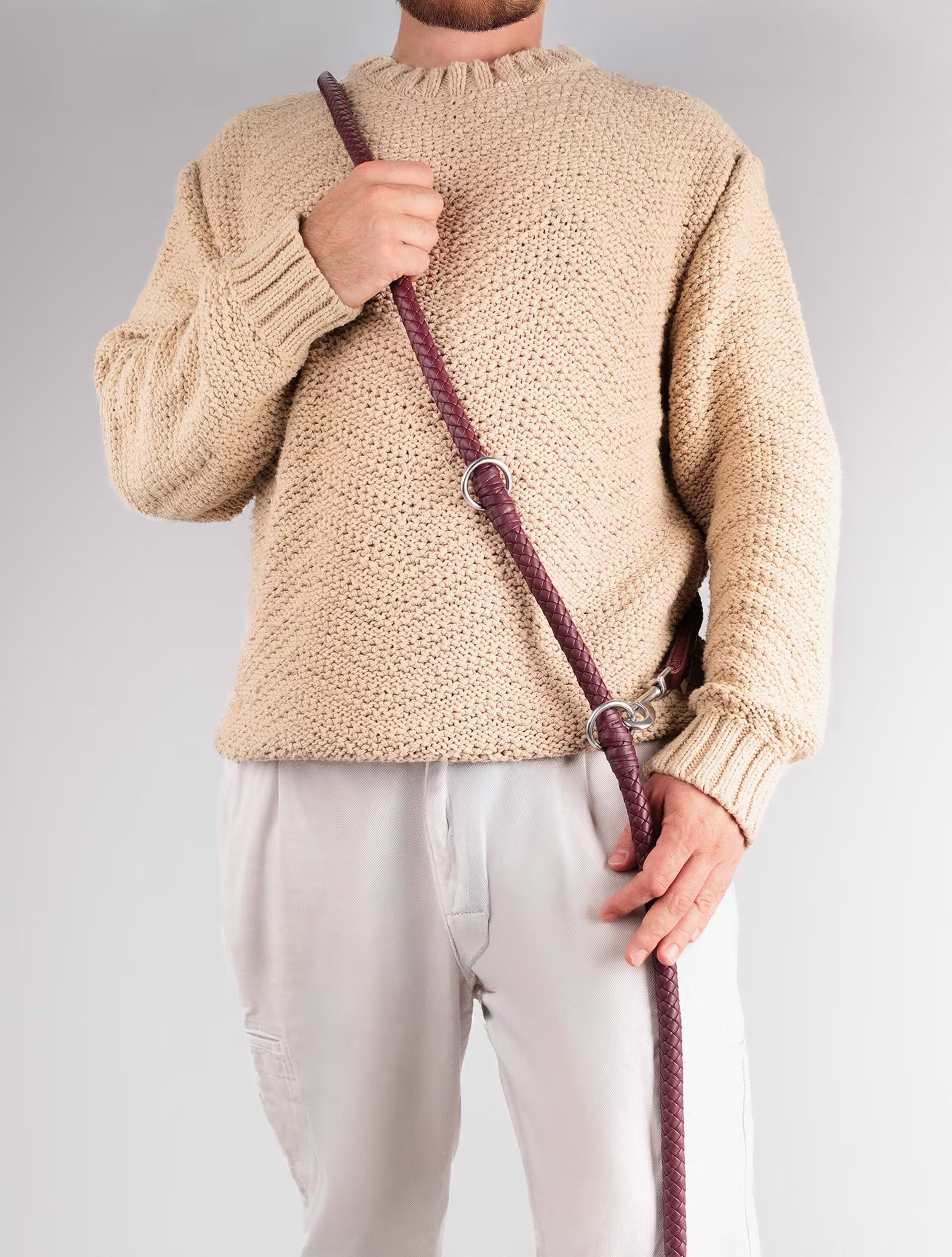 Rusty — braided dog leash in burgundy