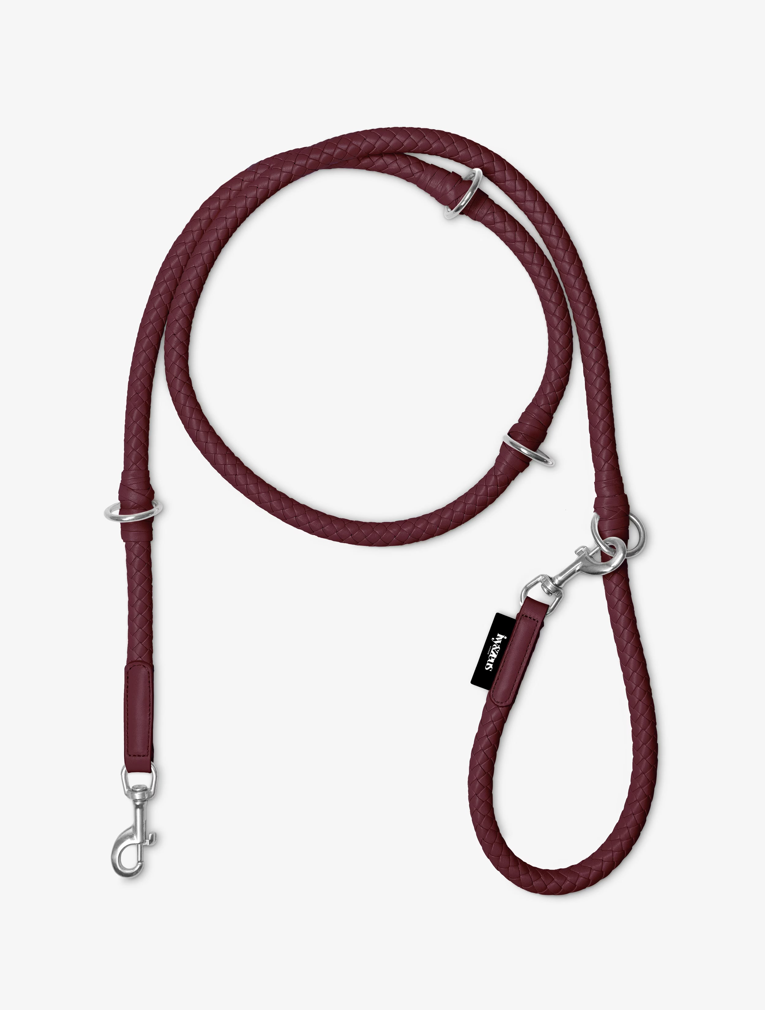 Rusty — braided dog leash in burgundy