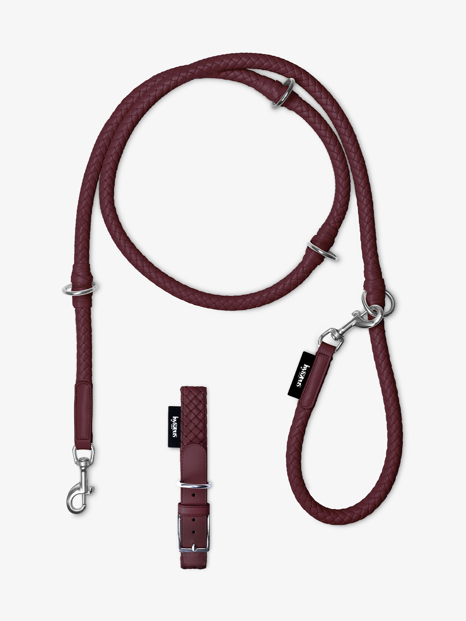 Rusty Set – leash & collar in burgundy