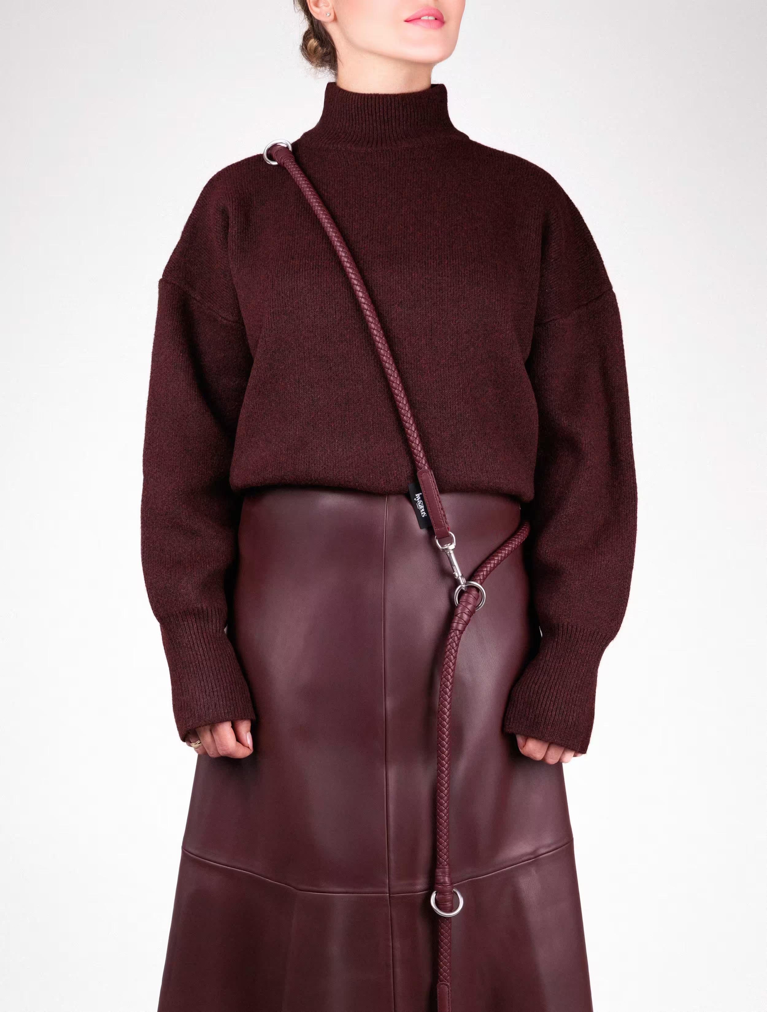 Rusty - geflochtene Hundeleine in Bordeaux